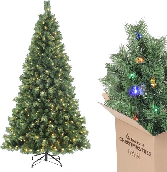 SALCAR Künstlicher Weihnachtsbaum 2,1 m mit Beleuchtung