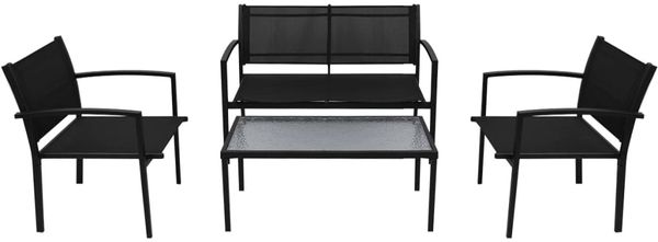 vidaXL 4-tlg. Garten-Lounge-Set Textilene Schwarz 42162 Bild 2