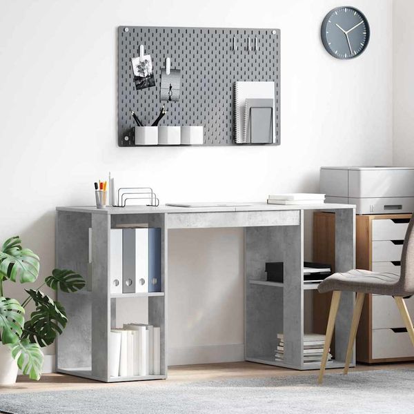 Schreibtisch, Bürotisch, Computertisch Beton Grau 130 x 50,5 x 75 cm Holzwerkstoff