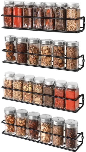 Gewürzregal Metall 4er Küchenregal Wand hängend Selbstklebend Platzsparend