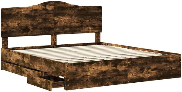 vidaXL Bettrahmen Geräucherte Eiche 180 x 200 cm Ingenieurs Holz 3413391 Bild 5