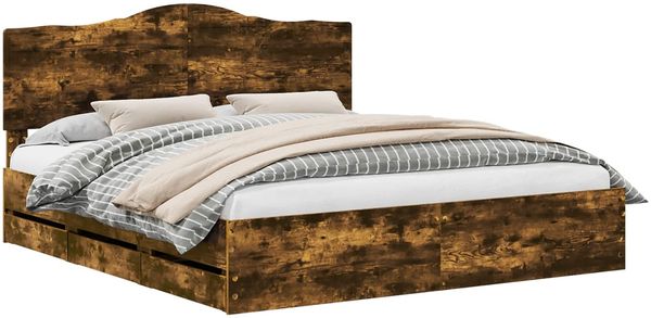 vidaXL Bettrahmen Geräucherte Eiche 180 x 200 cm Ingenieurs Holz 3413391 Bild 2