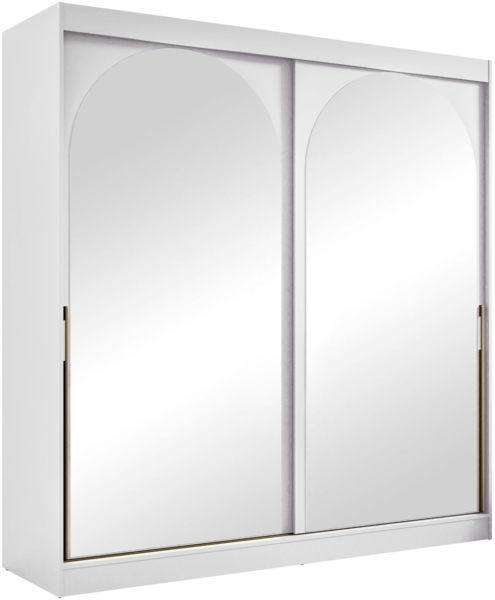 Kleiderschrank Mezzinto 200 (Farbe: Weiß / Weiß + Gold)