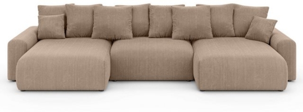 Home affaire Wohnlandschaft LAKESIDE mit Bettfunktion und Bettkasten, Maße B/T/H: 332,5/142/84 cm, U‑Form mit vielen Kissen und Wellenunterfederung Bild 4