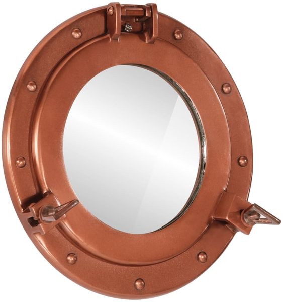 vidaXL Bullaugen-Spiegel Wandmontage Ø30 cm Aluminium und Glas 357856