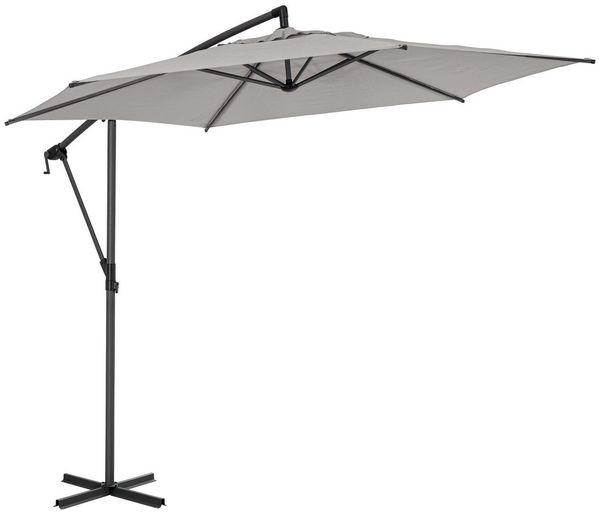 Bizzotto Ampelschirm TROPEA, Hellgrau, Ø 300 cm, Aluminium, Drehbar, Schwenkbar, Höhenverstellbar, mit Plattenständer, Polyester