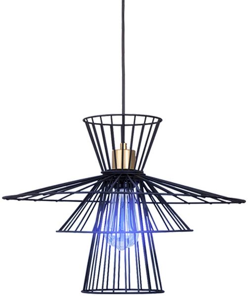 RGB LED Hängeleuchte, Metalldraht, schwarz, D 45 cm