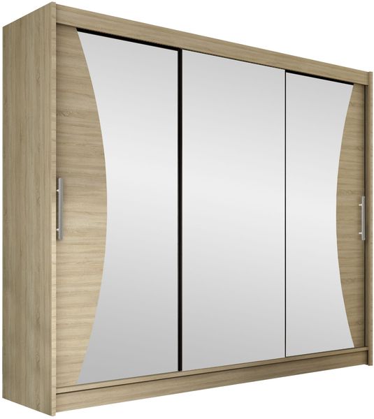 Kleiderschrank Aston IV (Farbe: Sonoma Eiche / Spiegel, ohne Beleuchtung)