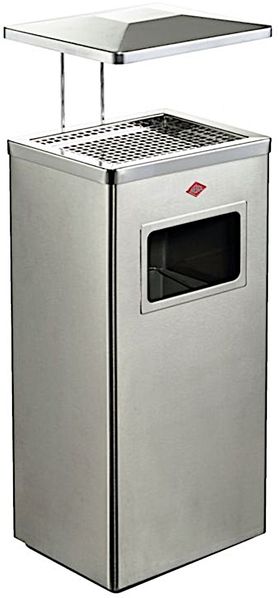 WESCO 153834-47 Standascher mit Dach EDELSTAHL MATT inklusive Abfallvolumen 19 Liter / Mülleimer / Ascher