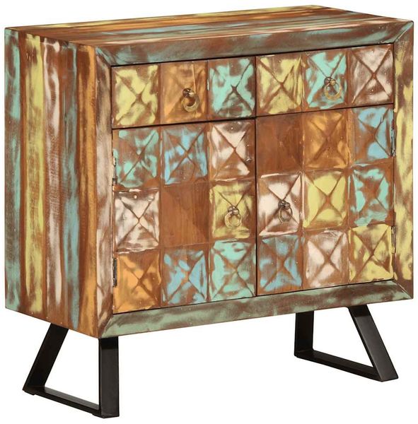 Schubladenschrank, Büroschrank, Beistellschrank Mehrfarbig 70x35x70 cm Altholz Massiv