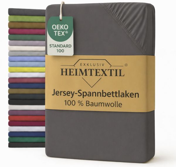 EXKLUSIV HEIMTEXTIL Jersey Spannbettlaken 60 x 120 cm Grau 100% Baumwolle Öko - Tex Zertifiziert Bed-Sheet Bettlaken Spannbetttuch