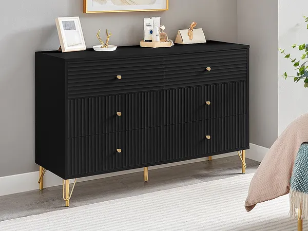 Vente-unique - LUREO Kommode Holz, Platte Schwarz - B 40 cm x H 78 cm x L 120 cm