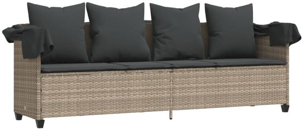 vidaXL Sonnenliege mit Dach und Kissen Hellgrau Poly Rattan 368358 Bild 4