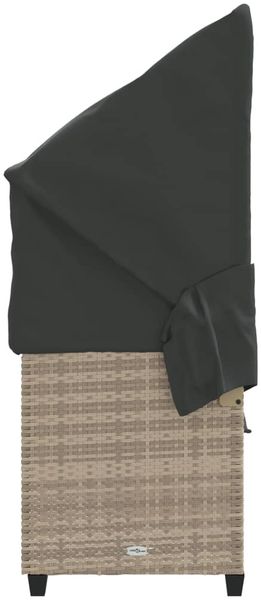 vidaXL Sonnenliege mit Dach und Kissen Hellgrau Poly Rattan 368358 Bild 7