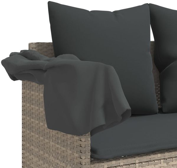 vidaXL Sonnenliege mit Dach und Kissen Hellgrau Poly Rattan 368358 Bild 10