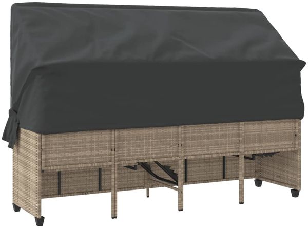 vidaXL Sonnenliege mit Dach und Kissen Hellgrau Poly Rattan 368358 Bild 8