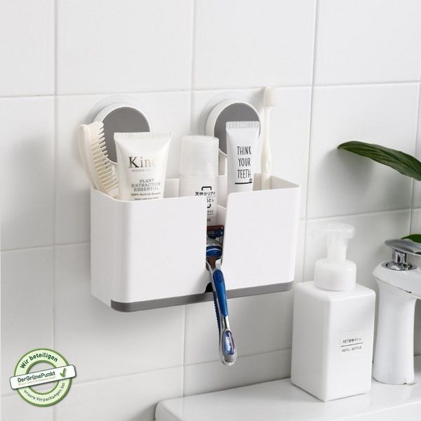 Creliv Badorganizer Moderner Zahnbürstenhalter ohne Bohren, WC-Deckelheber GRATIS
