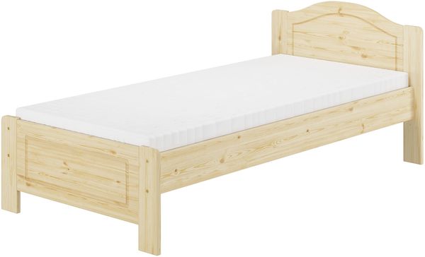 Massivholzbett Einzelbett Holzbett 90x200 Kiefer unbehandelt mit Zubehör V-60.37N-09Rollrost und Matratze inkl.