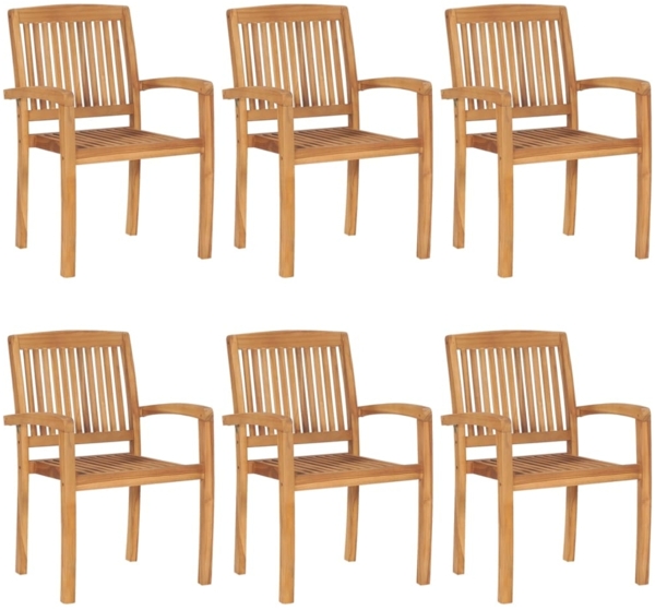 vidaXL Stapelbare Gartenstühle mit Kissen 6 Stk. Massivholz Teak 3073273