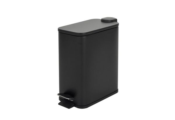 SVITA Mülleimer ST5, Treteimer, Softclose-Funktion, 5L, Stahl pulverbeschichtet, Schwarz