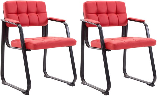 CLP 2er Set Besucherstühle Canada B Kunstleder mit Armlehne,rot