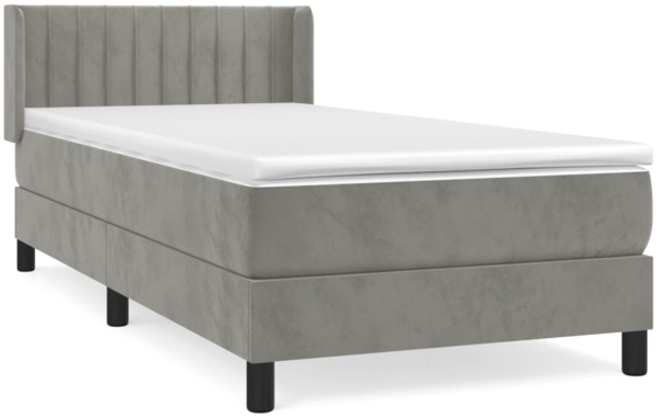 vidaXL Boxspringbett mit Matratze Hellgrau 100x200 cm Samt 3131063