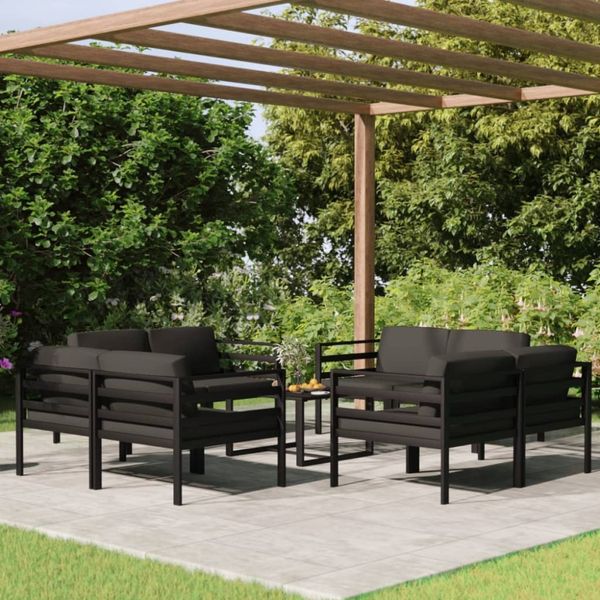 vidaXL 9-tlg. Garten-Lounge-Set mit Kissen Aluminium Anthrazit 3107830