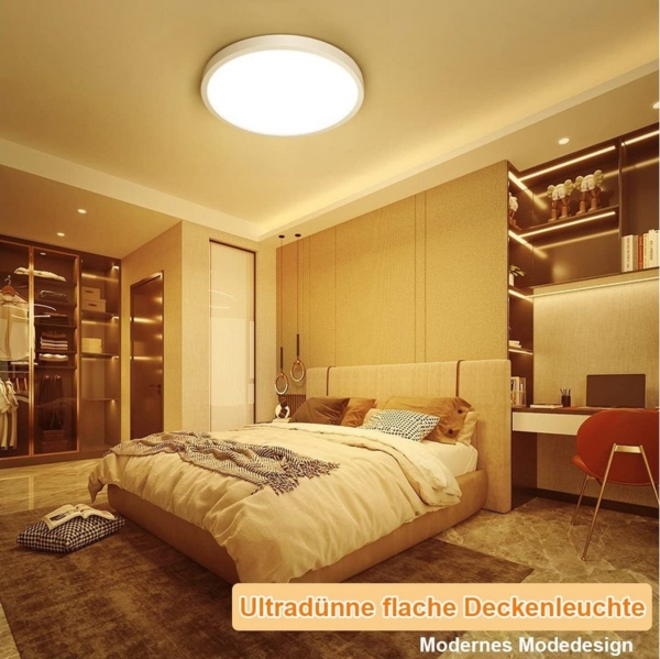 Sunicol Deckenleuchten Rund Panel Ultraflach LED Deckenleuchte, 24W-48W, Wohnzimmer Flur, 48W Ø50cm, 3000K Warmweiß/4500K Naturweiß/5000K Weiß, 3000K/4000K/5000K Dimmable Bild 3