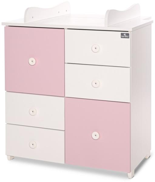 Lorelli Kommode Cupboard 83 x 71 x 96 cm, 4 Schubladen, 2 Türen mit Regalboden pink