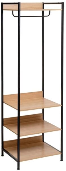 Modularer Kleiderschrank mit Stange und 3 Einlegeböden aus PB und Metall in Natur und Schwarz