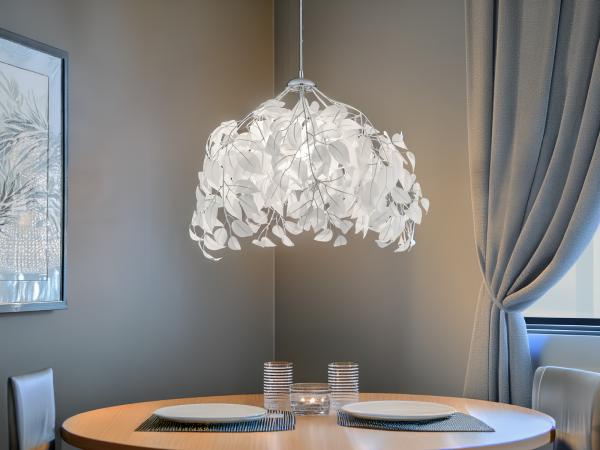 Reality Leuchten 'Leavy' Hängeleuchte, 4-flammig, Chrom / Weiß, Ø 38 cm Bild 7