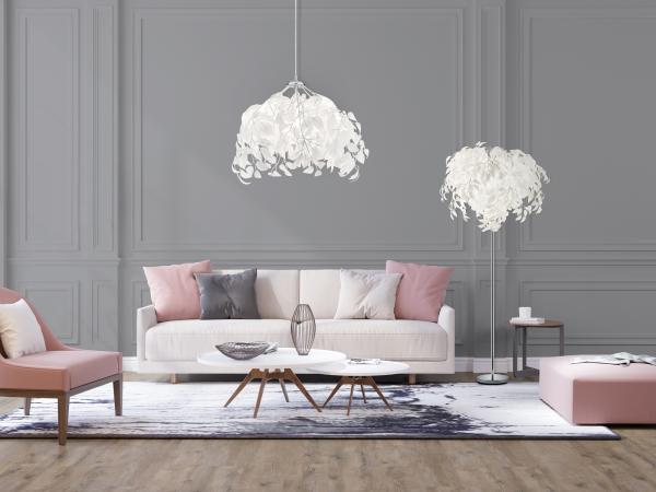 Reality Leuchten 'Leavy' Hängeleuchte, 4-flammig, Chrom / Weiß, Ø 38 cm Bild 11