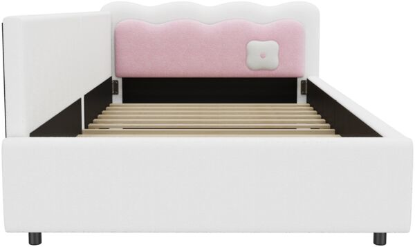 Merax Daybett Polsterbett Einzelbett Schlafsofa 90x200cm LED-Licht mit Fernbedienung, Weiß Bild 8