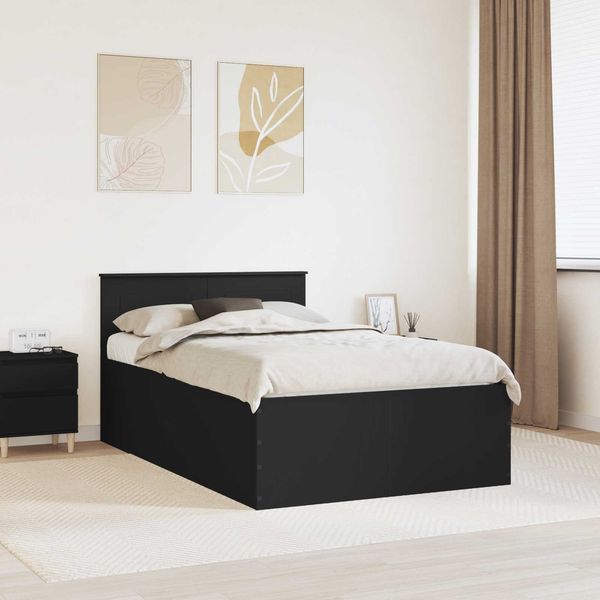 vidaXL Bettrahmen mit Kopfteil Schwarz 120 x 200 cm Holzwerkstoff 3408600