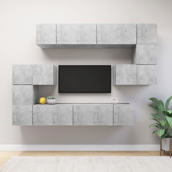 vidaXL 10-tlg. TV-Schrank-Set Betongrau Holzwerkstoff 3079144