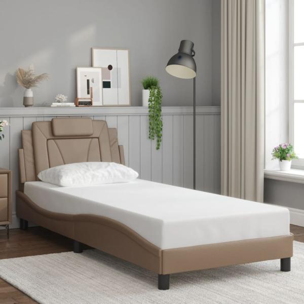 vidaXL Bettgestell mit Kopfteil Cappuccino-Braun 80x200 cm Kunstleder 3208058