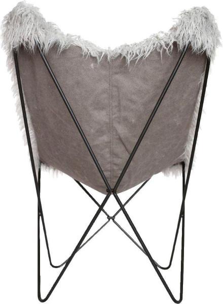 Schmetterling‑Stuhl Lynn 110 – Kunstfell Grau 71×104×75 cm