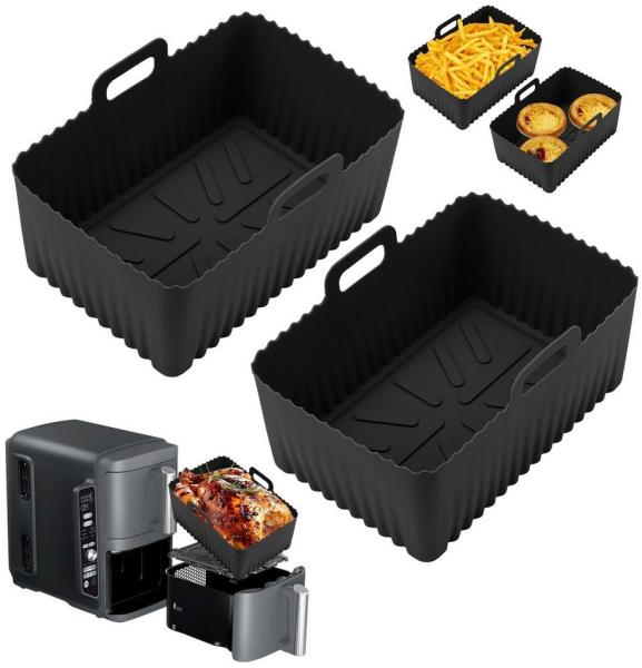 Coonoor Silikonform 2er Pack Airfryer-Silikon-Einsätze, Upgrade große Kapazität, (2-tlg), Antihaft und hochtemperaturbeständig