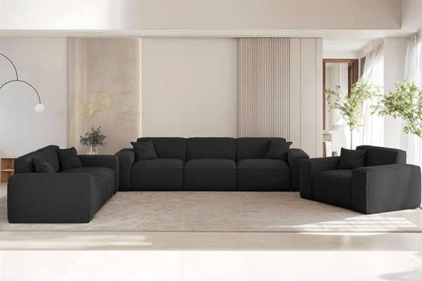 Sofaset Designersofa CELES PREMIUM 3-2-1 in Stoff Sven Schwarz