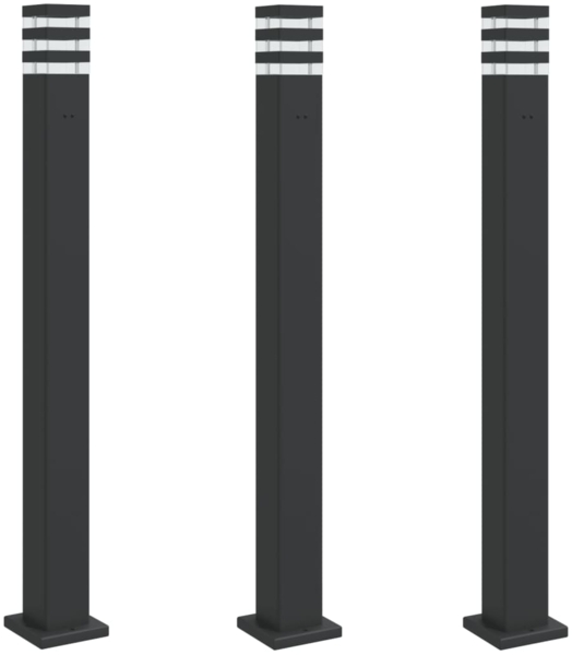 vidaXL Wegeleuchten mit Steckdose 3 Stk. Schwarz 110 cm Aluminium 4006410