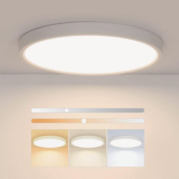 Osairous LED Deckenleuchte Ø40cm, 36W Flach Rund Deckenlampe, IP44 Wasserdicht, 3000K/4500K/6500K Kaltweiße lampen für Wohnzimmer, Schlafzimmer, Badezimmer, Küchenlampe, Flur