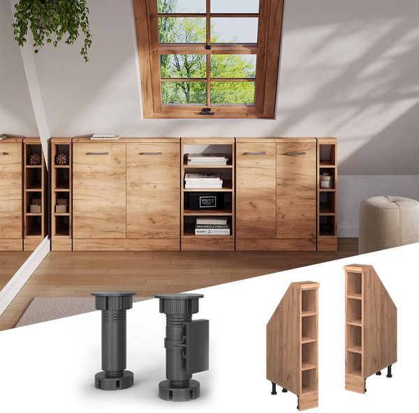 Dachschrägenschrank Rion Goldkraft Eiche 15 x 81.6 cm mit 4 Fächern Vicco Bild 4