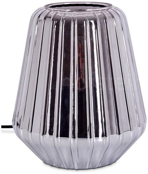 hofstein Tischleuchte Tischlampe aus Metall/Glas in Chrom/Rauch/Schwarz, ohne Leuchtmittel, Glasschirm (17cm), An/-Auschalter am Kabel, 1x E27, ohne Leuchtmittel