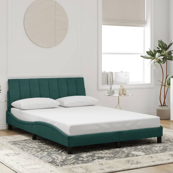 vidaXL Bettgestell ohne Matratze "Hanko" Dunkelgrün 140x200 cm Samt 3207852