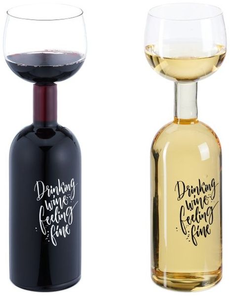 Relaxdays Weinflasche mit Glas 750 ml