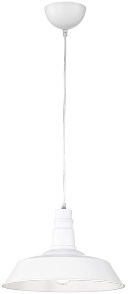 Retro LED Pendelleuchte Lampenschirm Metall Weiß, Ø 36cm