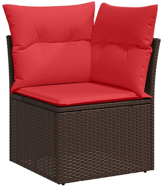 vidaXL Sofa Set mit Kissen 8 pcs Braun und Rot Poly-Rattan 3359113 Bild 8