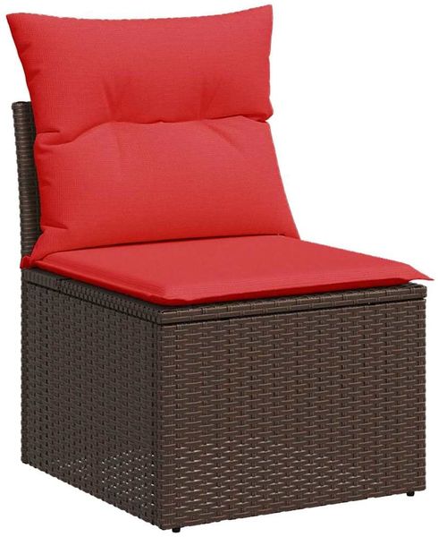 vidaXL Sofa Set mit Kissen 8 pcs Braun und Rot Poly-Rattan 3359113 Bild 5