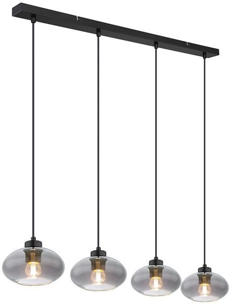 Hängeleuchte Esszimmer Hängelampe Pendelleuchte Rauchglas Schwarz 15572-4H