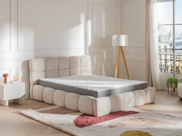 Vente-unique - HEAVEN Matratze Stoff BeigeWeiß - B 140 cm x H 18 cm x L 200 cm